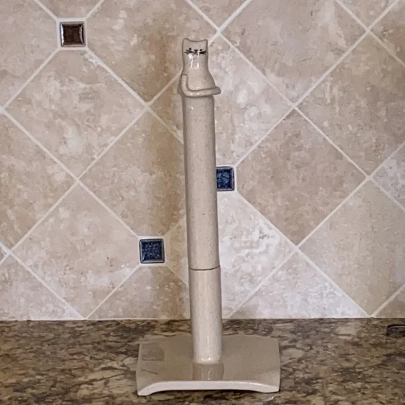 Handmade Ceramic Cat Themed Paper Towel Holder or Toilet Paper Roll Holder New - Picture 9 of 12